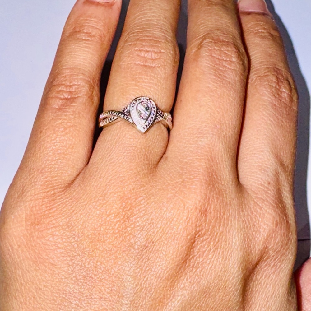 Real Diamond Teardrop Engagement Ring, Affordable Gift for her, Promise Ring HOT - Picture 5 of 7